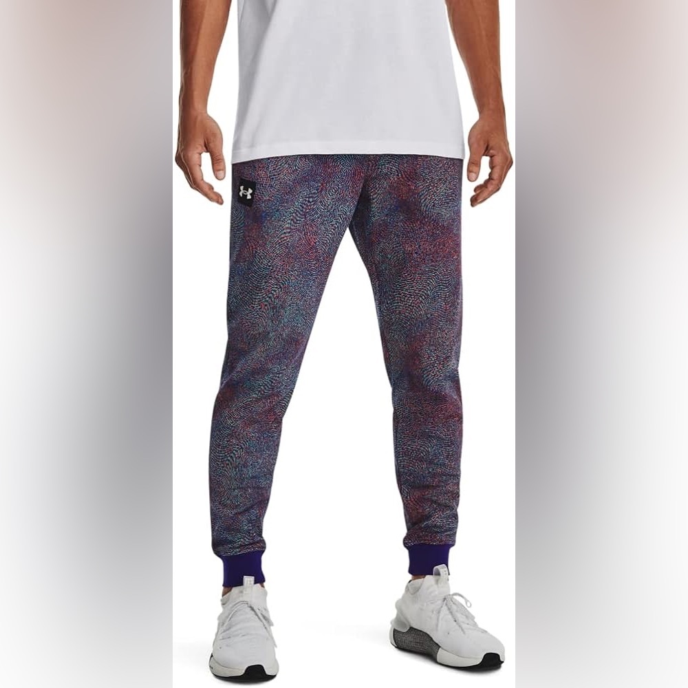 NWT Under Armour Purple Printed Terry Joggers, Sz XXL